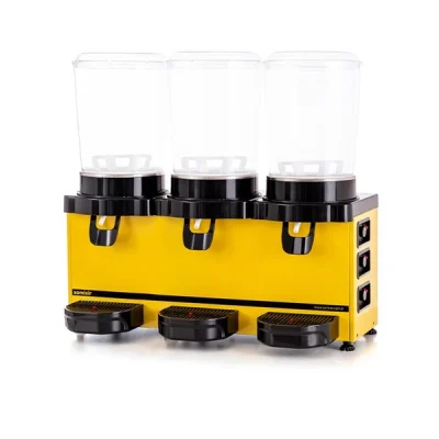 Samixir 10 + 10 + 10 L Panoramik Triple Karıştırıcılı Soğuk İçecek Dispenseri Analog Sarı