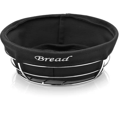 Biradlı Brd-Hw179 Siyah Bezli Yuvarlak Ekmek Sepeti 23X23X8,5 Cm