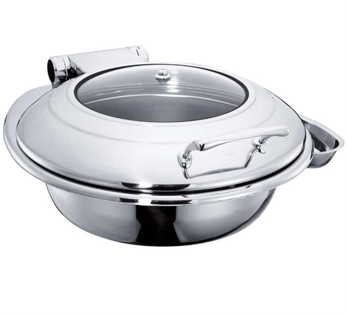 OZTIRYAKILER  CHAFING DISH YUVARLAK CAM KAPAKLI AYAKSIZ 6 L 2/3 GN