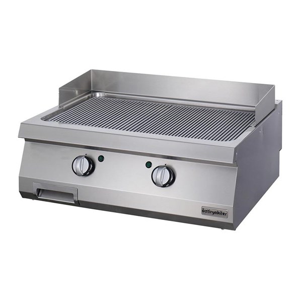 Öztiryakiler 700 Seri Set Üstü Grill Plate Oluklu Elektrikli 80*70*30-Sert Krom Kaplı