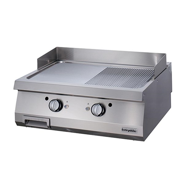 Öztiryakiler 700 Seri Set Üstü Grill Plate Yarı Oluklu Gazlı 80*70*30
