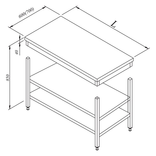 Öztiryakiler Çalışma Tezgahı Ara Raflı Sırtsız  Demonte 100*70