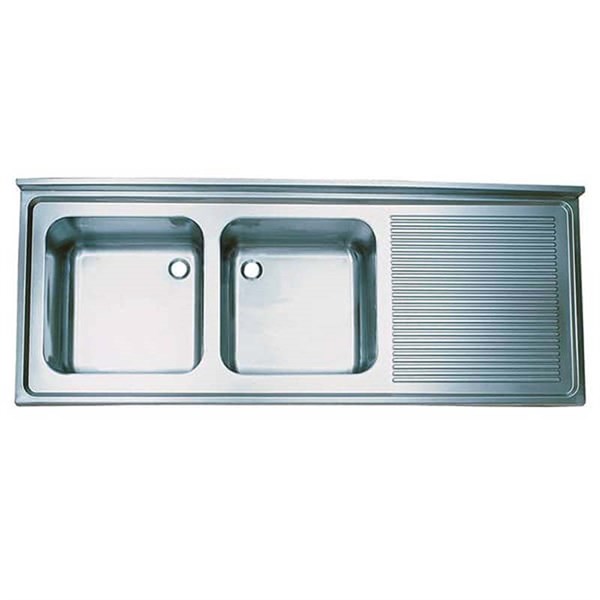 Öztiryakiler Tablalı Evye 180*60 Çift Göz Sağ Damlalıklı 50*40*25 Gözlü 1,00 Mm