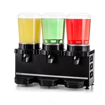 Samixir 10 + 10 + 10 L Panoramik Triple Karıştırıcılı Soğuk İçecek Dispenseri Analog Siyah