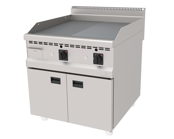 Atalay AGI-890-ND Gazlı Pleyt Izgara Yarı Oluklu Yarı Düz Yüzey Ce Belgeli Alt Dolaplı 80x90x85